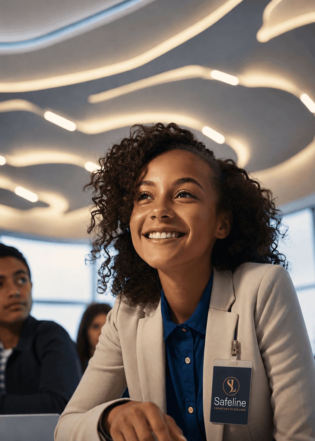 Consultora de seguros em atendimento